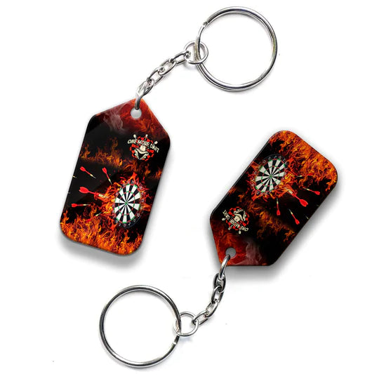 Flame Bullseye Dartboard Wolf And Darts Acrylic Keychain - Christmas Gift For Darts Lovers, Darts Players, Family, Friends