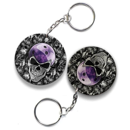 Purple Skull Bowling Ball Acrylic Keychain For Bowling Players - Christmas Gift For Bowling Lovers, Bowling Team, Family, Friends