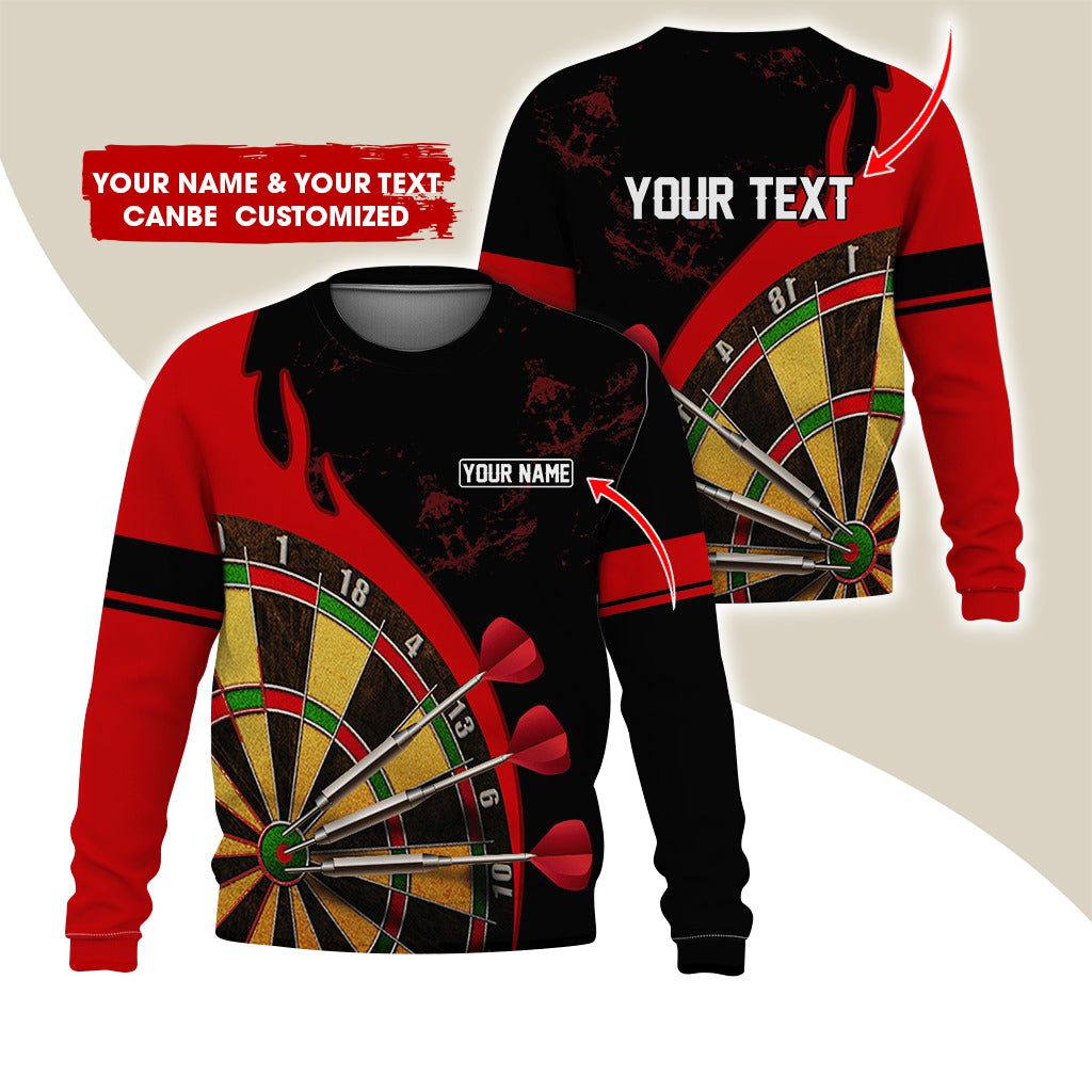 Customized Name & Text Darts Sweatshirt, Personalized Yellow Dartboard Sweatshirt For Men & Women - Gift For Darts Lovers, Darts Players