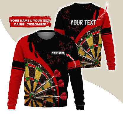 Customized Name & Text Darts Sweatshirt, Personalized Yellow Dartboard Sweatshirt For Men & Women - Gift For Darts Lovers, Darts Players