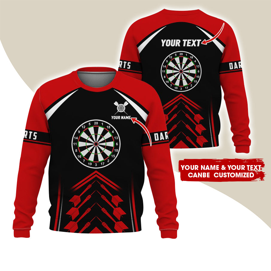 Customized Name & Text Darts Sweatshirt, Personalized Dartboard Uniform Sweatshirt For Men & Women - Gift For Darts Lovers, Darts Players