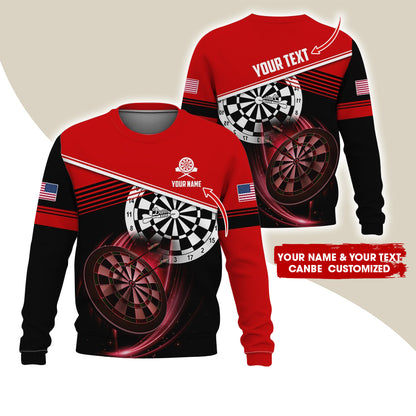 Customized Name & Text Darts Sweatshirt, Personalized Darts American Logo Sweatshirt For Men & Women - Gift For Darts Lovers, Darts Players