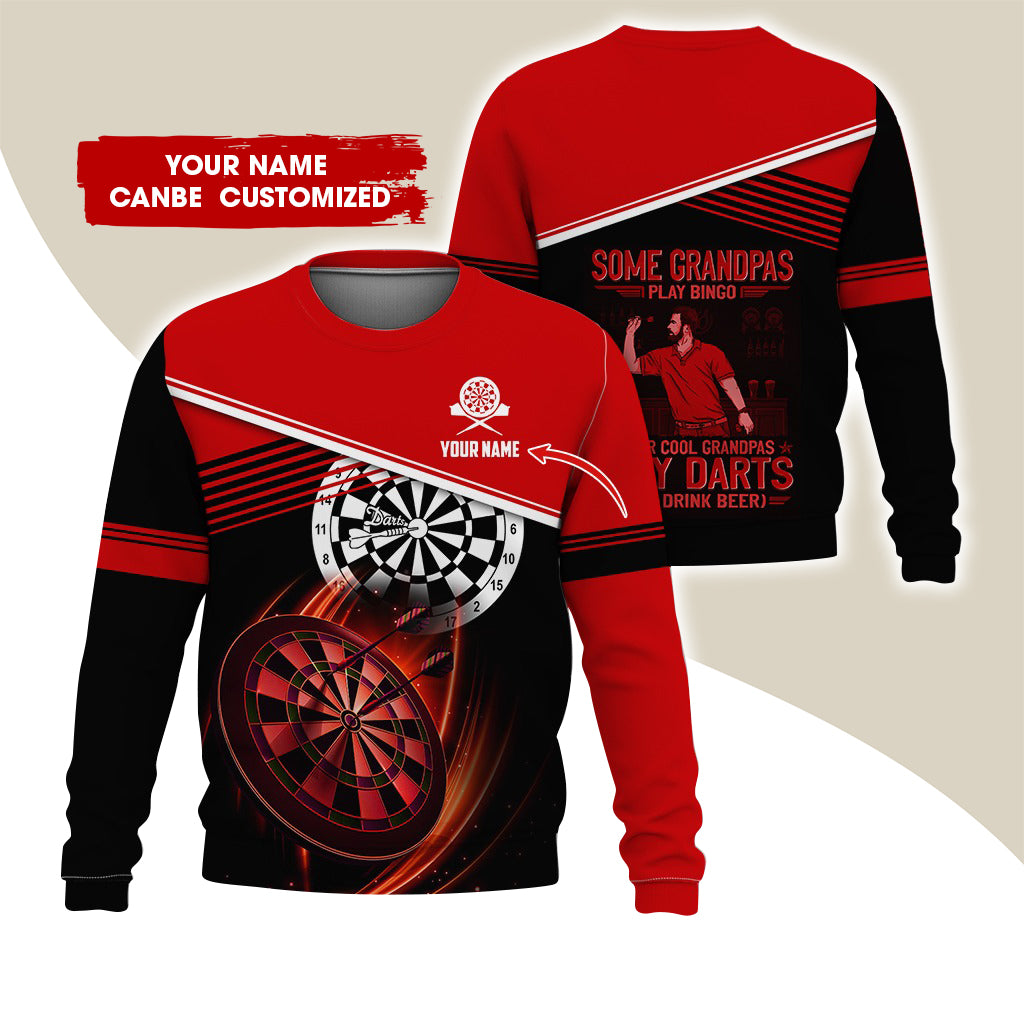 Customized Name & Text Darts Sweatshirt, Personalized Some Grandpas Play Bingo Sweatshirt For Men & Women - Gift For Darts Lovers, Darts Players
