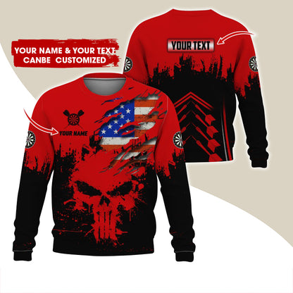 Customized Name & Text Darts Sweatshirt, Personalized Darts American Flag Sweatshirt For Men & Women - Gift For Darts Lovers, Darts Players