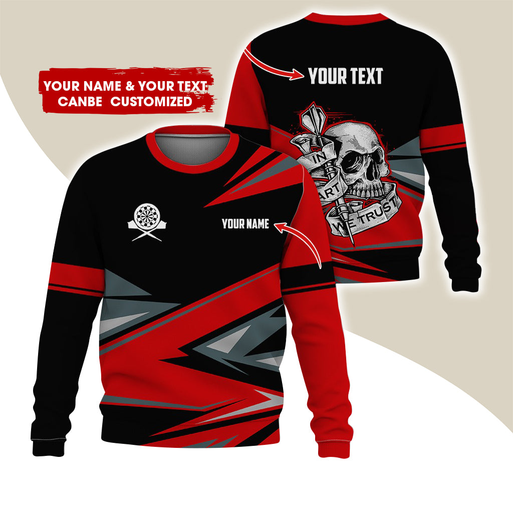 Customized Name & Text Darts Sweatshirt, Personalized Skull Darts Sweatshirt For Men & Women - Gift For Darts Lovers, Darts Players