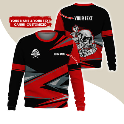 Customized Name & Text Darts Sweatshirt, Personalized Skull Darts Sweatshirt For Men & Women - Gift For Darts Lovers, Darts Players