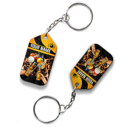 Custom Name Billiard 9 Ball Billiard And Beer That's Why I'm Here Acrylic Keychain - Christmas Gift For Billiard Lovers, Billiard Team Players