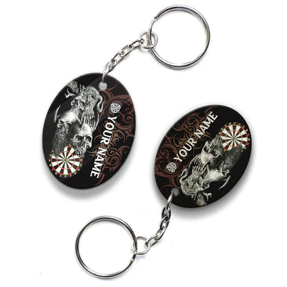 Skull Dartboard Personalized Name 3D Dragon And Darts Acrylic Keychain - Christmas Gift For Darts Lovers, Darts Team Players