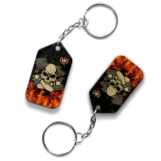 Skull Bowling In Fire Acrylic Keychain For Bowling Players - Christmas Gift For Bowling Lovers, Bowling Team, Family, Friends