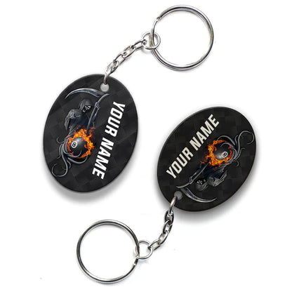 Grim Reaper Billiard Pool 8 Ball Hello Darkness Customized Name Acrylic Keychain - Christmas Gift For Billiard Lovers, Billiard Players