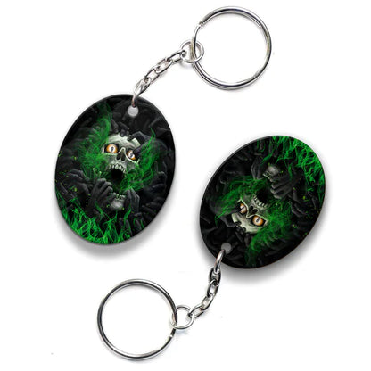 Skull Billiard 8-Ball Pool Player Old Men Acrylic Keychain - Christmas Gift For Billiard Lovers, Billiard Team Players