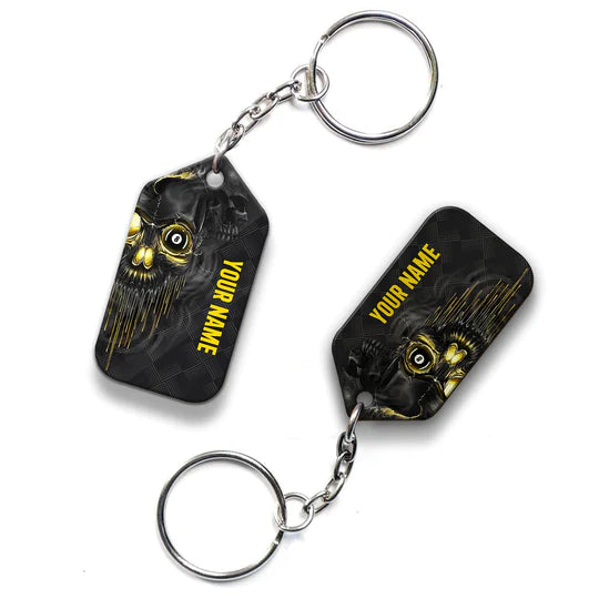 Personalized Name Skull Pool Shut Up And Shoot Billiard Acrylic Keychain - Christmas Gift For Billiard Lovers, Billiard Team Players