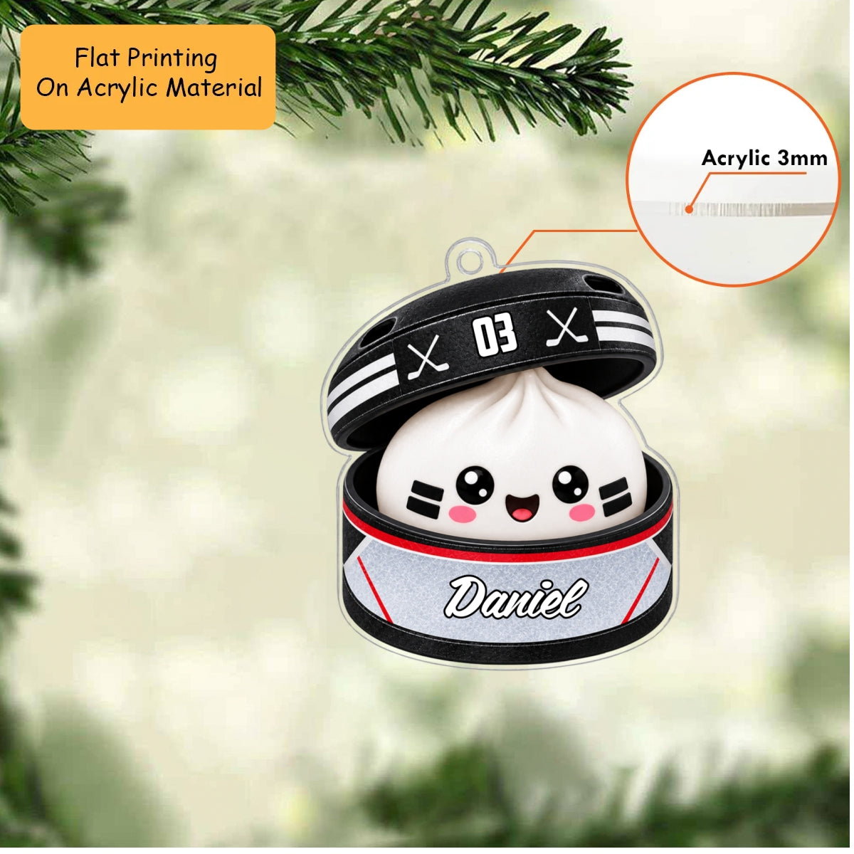 Personalized Sports Dumpling Christmas Ornament, Cute Bao Bun In Sports Ball Steamer, Custom Ornament Christmas Gift, Keychain Christmas, Car Ornament Christmas