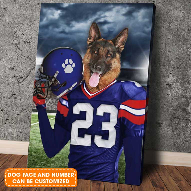 New York Giants Fan Custom Pet Face Portrait Canvas - Pet Painting Portrait Canvas, Wall Art - Perfect Gift For New York Giants Fan, Pet Lovers