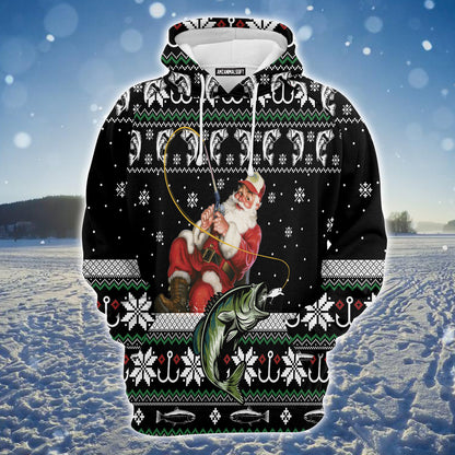 Santa Claus Fishing Premium Christmas Hoodie, Merry Christmas Unisex Hoodie For Men & Women - Perfect Gift For Christmas, Fisherman, Fishing Lovers