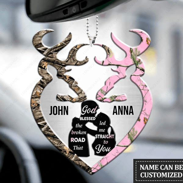 Jesus Acrylic Ornament, Personalized Silhouette Buck and Doe God Blessed God Blessed Acrylic Ornament - Gift For Jesus Lovers, Couple, Lovers