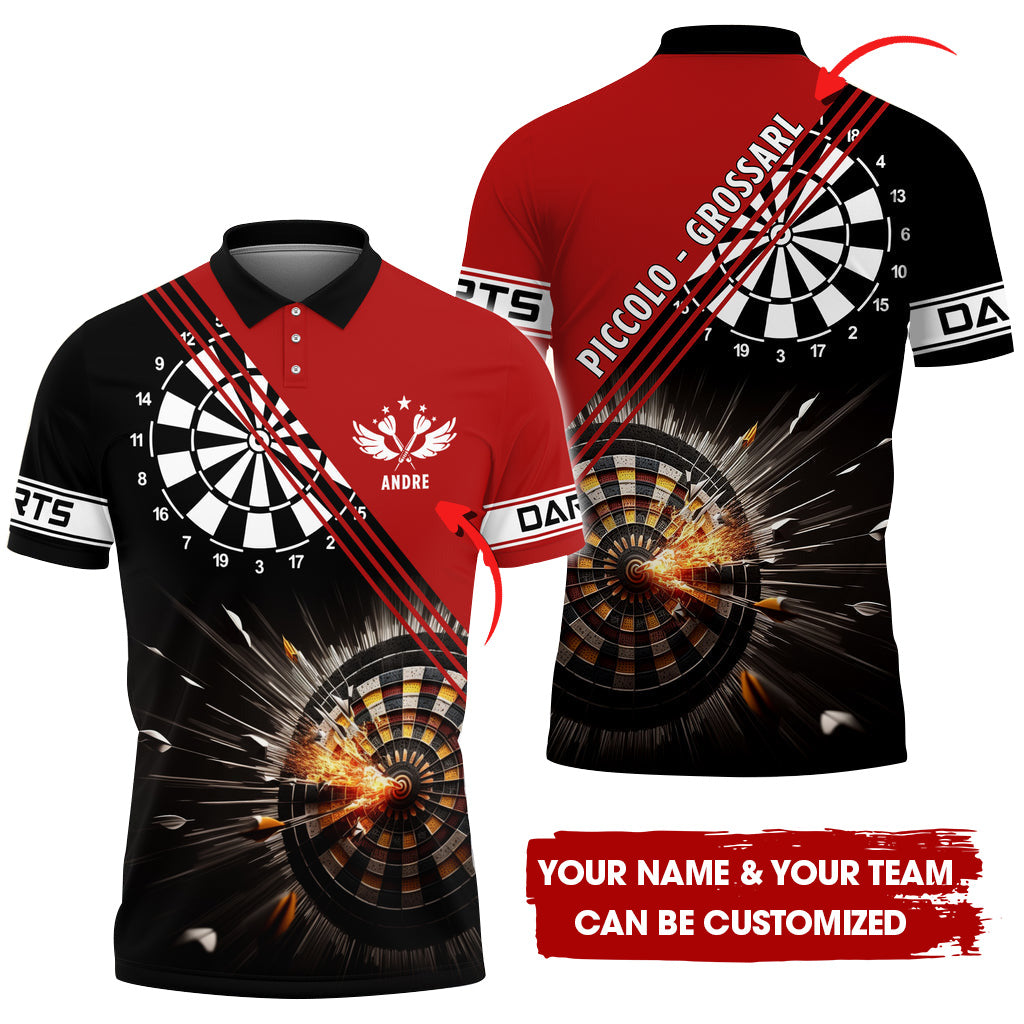 Custom Red Darts Men Polo Shirt, Personalized Darts For Team Polo Shirt For Men, Perfect Gift For Darts Lovers, Darts Players