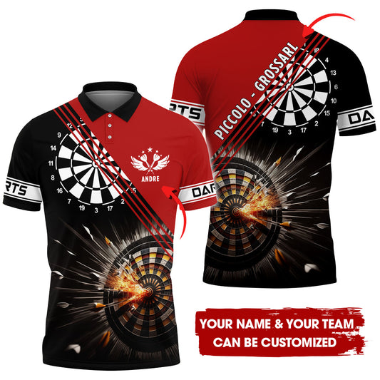 Custom Red Darts Men Polo Shirt, Personalized Darts For Team Polo Shirt For Men, Perfect Gift For Darts Lovers, Darts Players