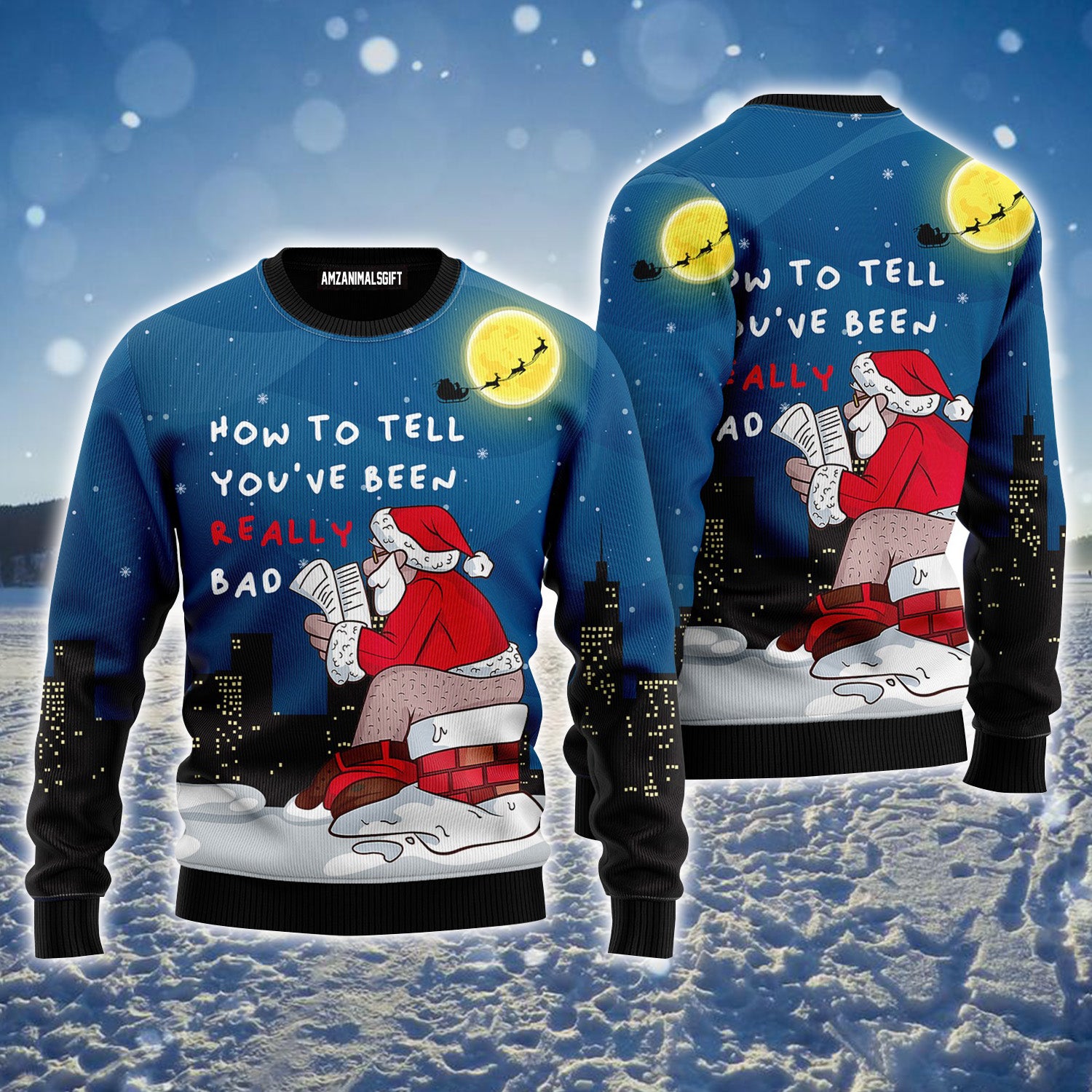 Santa Goes Down Ugly Christmas Sweater For Men & Women, Perfect Outfit For Christmas New Year Autumn Winter