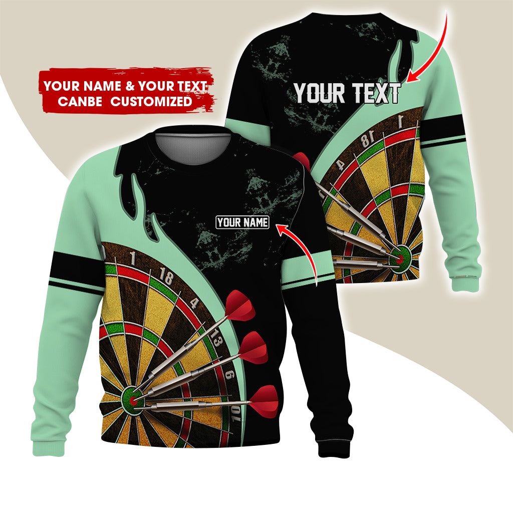 Customized Name & Text Darts Sweatshirt, Personalized Yellow Dartboard Sweatshirt For Men & Women - Gift For Darts Lovers, Darts Players