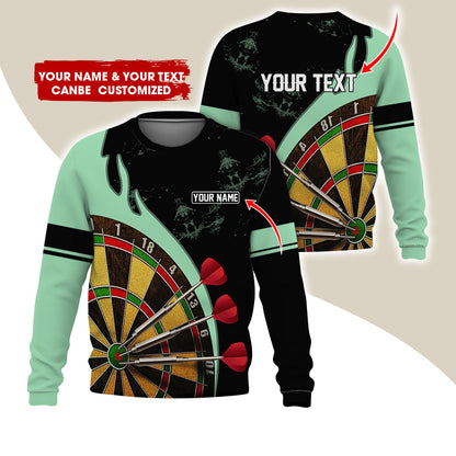Customized Name & Text Darts Sweatshirt, Personalized Yellow Dartboard Sweatshirt For Men & Women - Gift For Darts Lovers, Darts Players