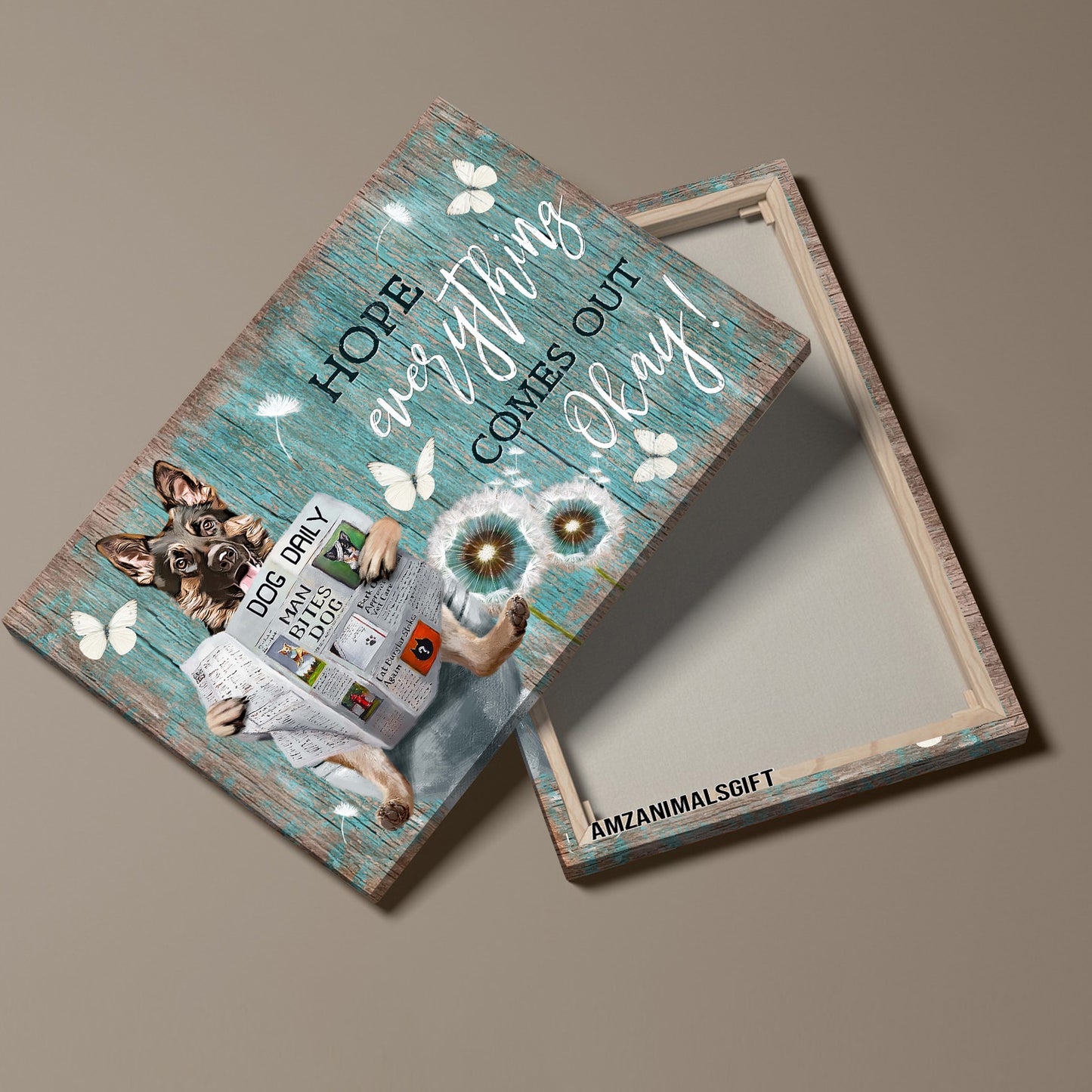 German Shepherd Premium Wrapped Landscape Canvas - German Shepherd, Dandelion, Daily Routine, Hope Everything Comes Out Okay - Gift For Dog Lovers