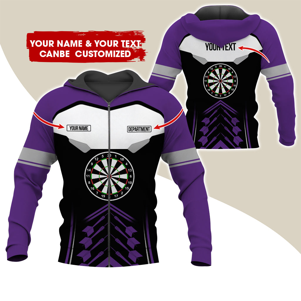 Personalized Name Darts Team Premium Zip Hoodie, Customized Dartboard Zip Hoodie For Men & Women - Gift For Darts Lovers, Darts Players