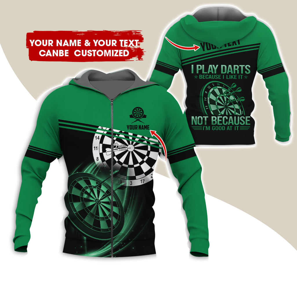 Customized Name Darts Premium Zip Hoodie, Personalized I Play Darts Zip Hoodie For Men & Women - Gift For Darts Lovers, Darts Players