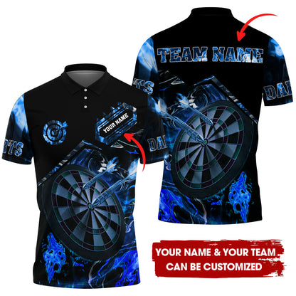 Customized Flaming Magma Darts Men Polo Shirt, Custom Darts For Team Polo Shirt For Men, Perfect Gift For Darts Lovers, Darts Players