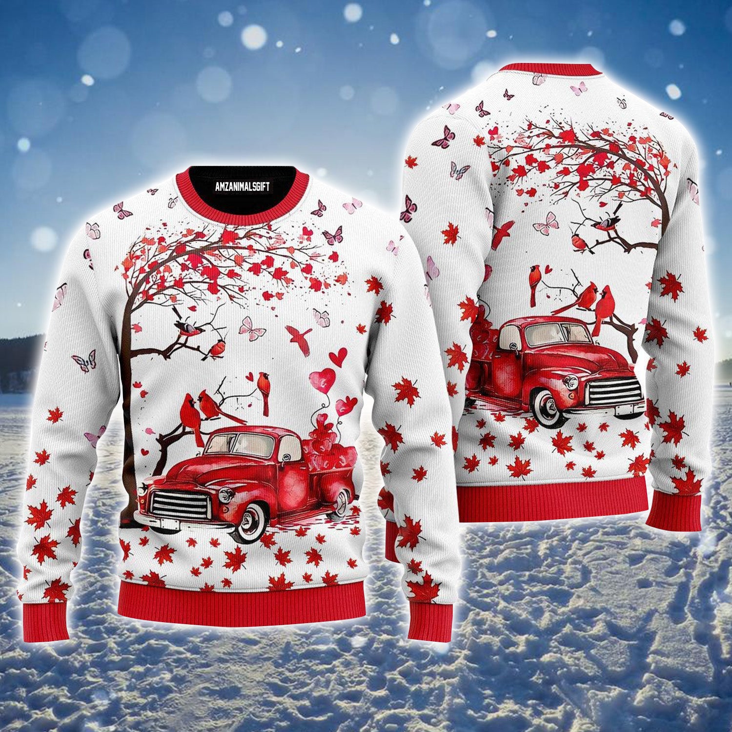 Spring Red Truck Ugly Sweater For Men & Women, Perfect Outfit For Christmas New Year Autumn Winter