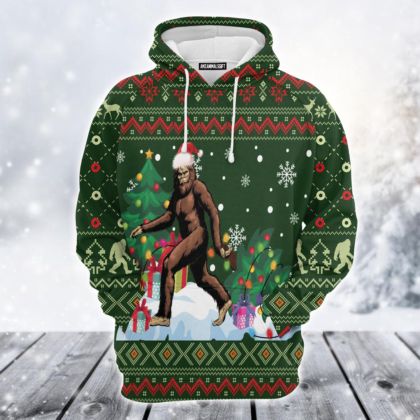 Bigfoot Xmas Premium Christmas Hoodie, Christmas Tree Unisex Hoodie For Men & Women - Perfect Gift For Christmas, Friends, Family