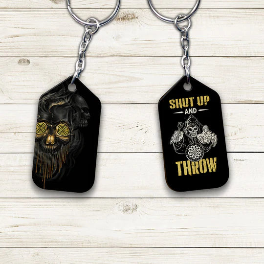 Darts Skull Shut Up and Throw For Darts Players Acrylic Keychain - Christmas Gift For Darts Lovers, Darts Team, Family, Friends