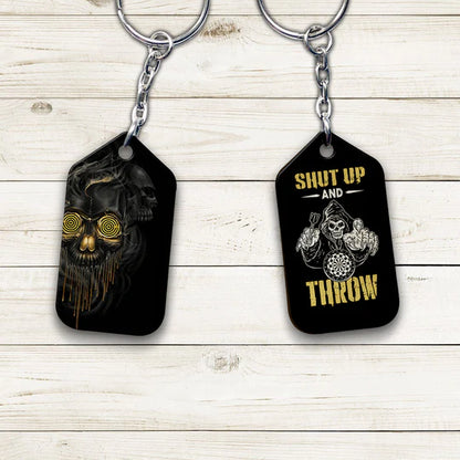 Shut Up And Bowl Golden Skull Acrylic Keychain - Christmas Gift For Bowling Lovers, Bowling Players, Family, Friends