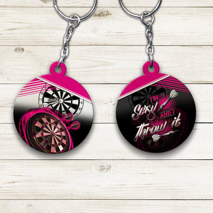 I'm Sexy And I Throw It Acrylic Keychain For Darts Players - Christmas Gift For Darts Lovers, Darts Team, Family, Friends