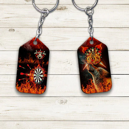 Flame Bullseye Dartboard Wolf And Darts Acrylic Keychain - Christmas Gift For Darts Lovers, Darts Players, Family, Friends