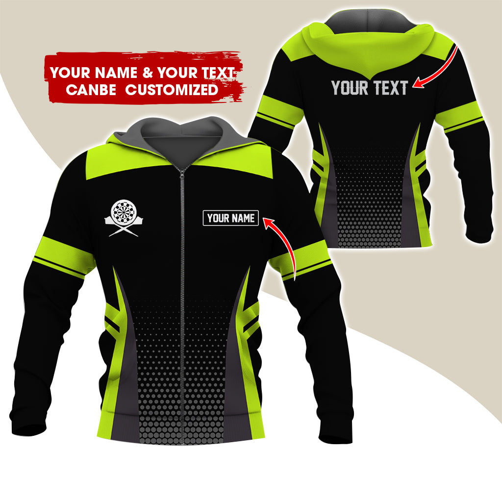Custom Name & Text Darts Premium Zip Hoodie, Personalized Name Darts Uniforms Zip Hoodie For Men & Women - Gift For Darts Lovers, Darts Players