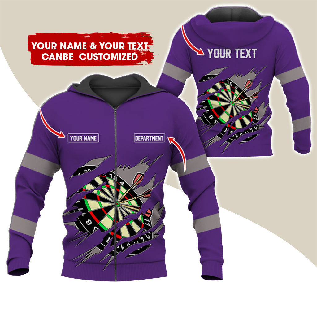 Customized Name & Text Darts Premium Zip Hoodie, Personalized Name & Text Dartboard Zip Hoodie For Men & Women - Gift For Darts Lovers, Darts Players