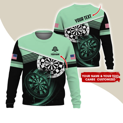 Customized Name & Text Darts Sweatshirt, Personalized Darts American Logo Sweatshirt For Men & Women - Gift For Darts Lovers, Darts Players