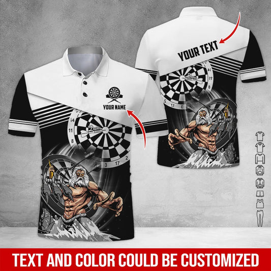 Customized Name & Text Darts Polo Shirt, Personalized Name Poseidon Darts Polo Shirt For Men - Perfect Gift For Darts Lovers, Darts Players