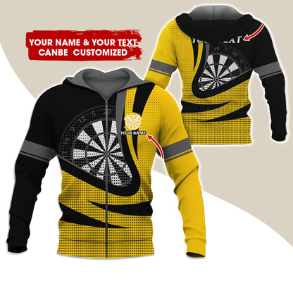 Custom Name & Text Darts Premium Zip Hoodie, Customized Name Polka Dots Darts Zip Hoodie For Men & Women - Gift For Darts Lovers, Darts Players