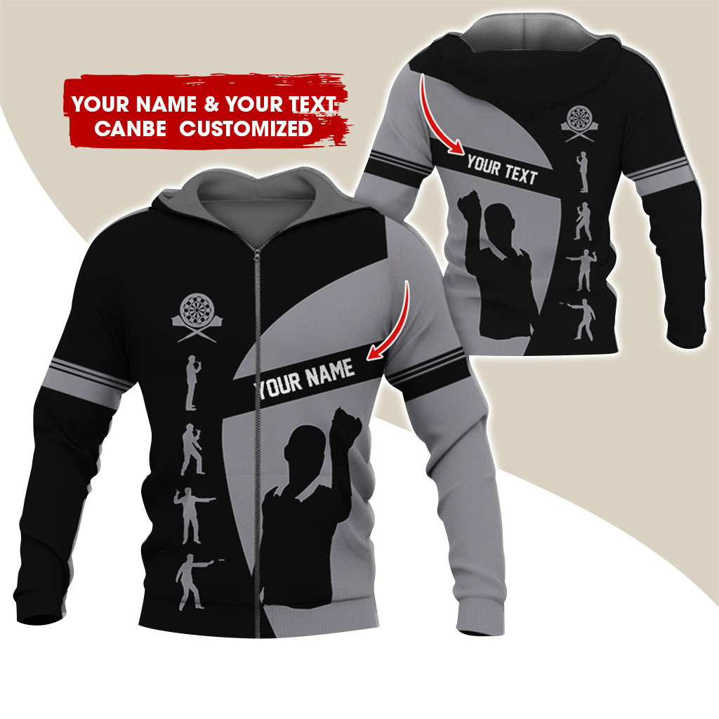 Customized Name & Text Darts Player Premium Zip Hoodie, Personalized Darts Team Zip Hoodie For Men & Women - Gift For Darts Lovers, Darts Players