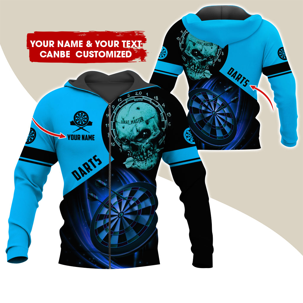 Customized Name Skull Darts Premium Zip Hoodie , Personalized Name Darts Master Zip Hoodie For Men & Women - Gift For Darts Lovers, Darts Players