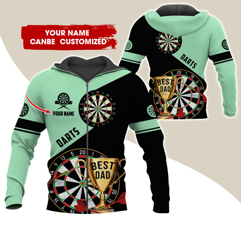 Customized Name Darts Premium Zip Hoodie , Personalized Name Best Dad Darts Zip Hoodie For Men & Women - Gift For Darts Lovers, Darts Players