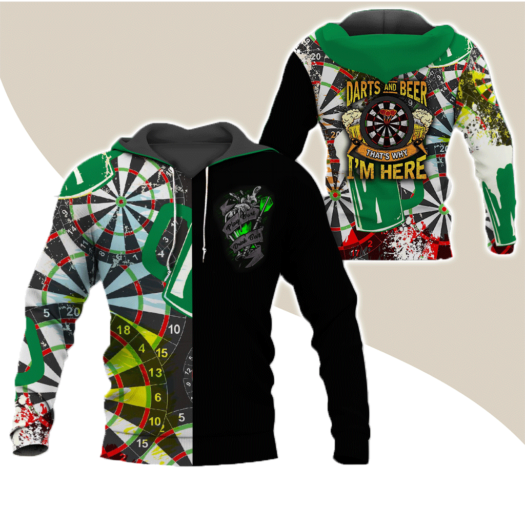 Darts Premium Hoodie, Darts And Beer That's Why I'm Here Darts Hoodie For Men & Women - Gift For Darts Lovers, Friend, Family
