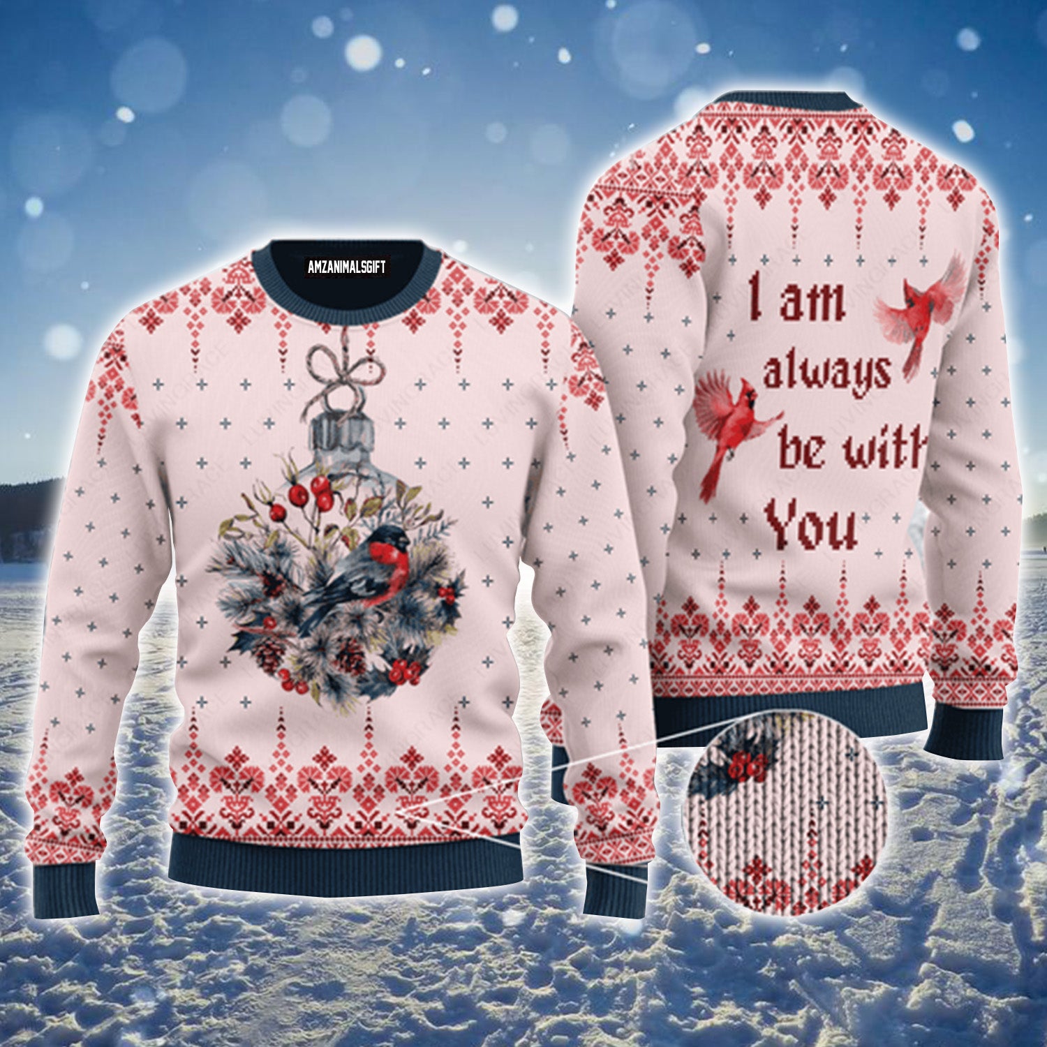 Christmas Cardinal Floral Wool Knitted Pattern Urly Sweater, Christmas Sweater For Men & Women - Perfect Gift For Christmas, New Year, Winter