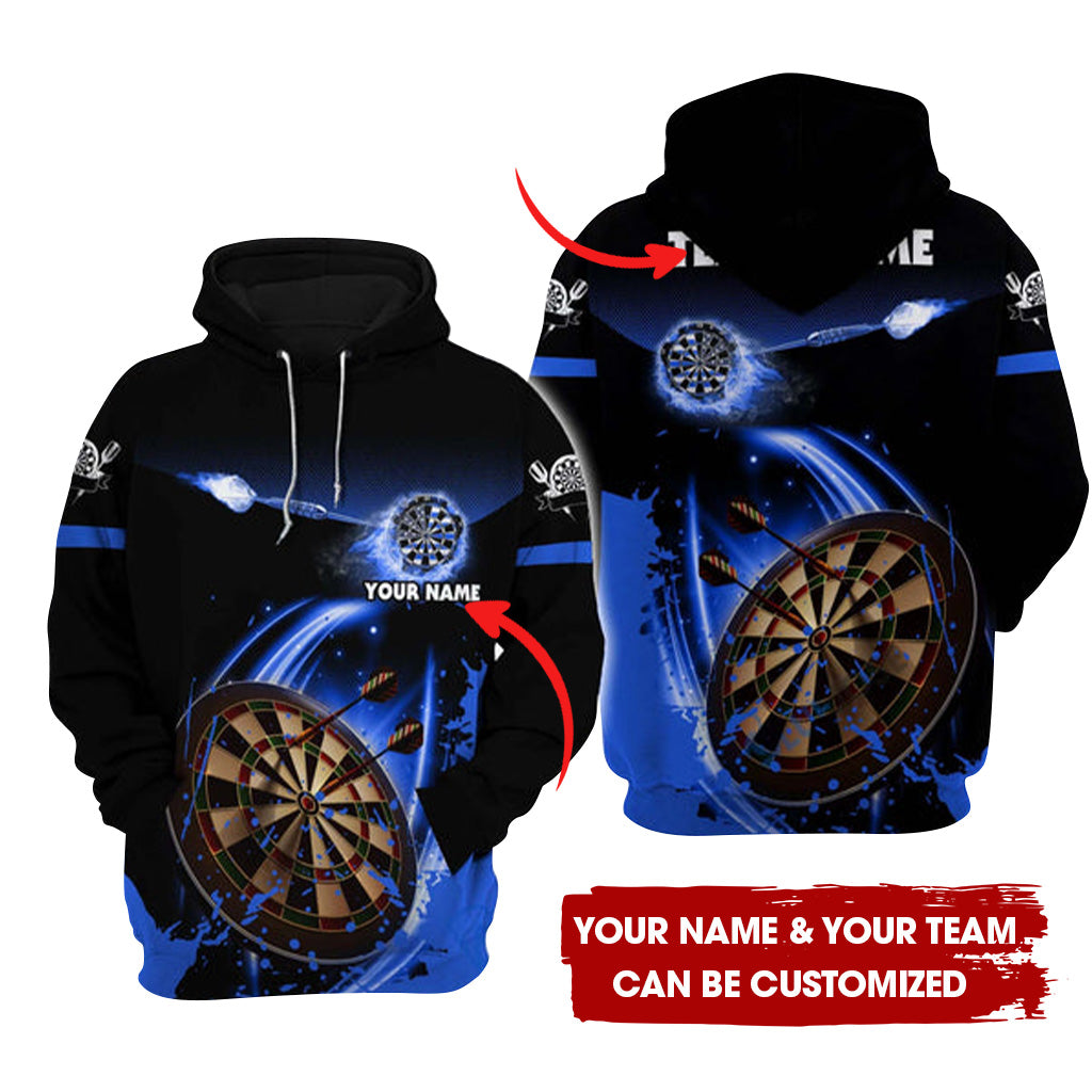 Customized Blue Fire Darts Premium Hoodie, Perfect Outfit For Men And Women - Gift For Darts Lovers, Christmas New Year Autumn Winter
