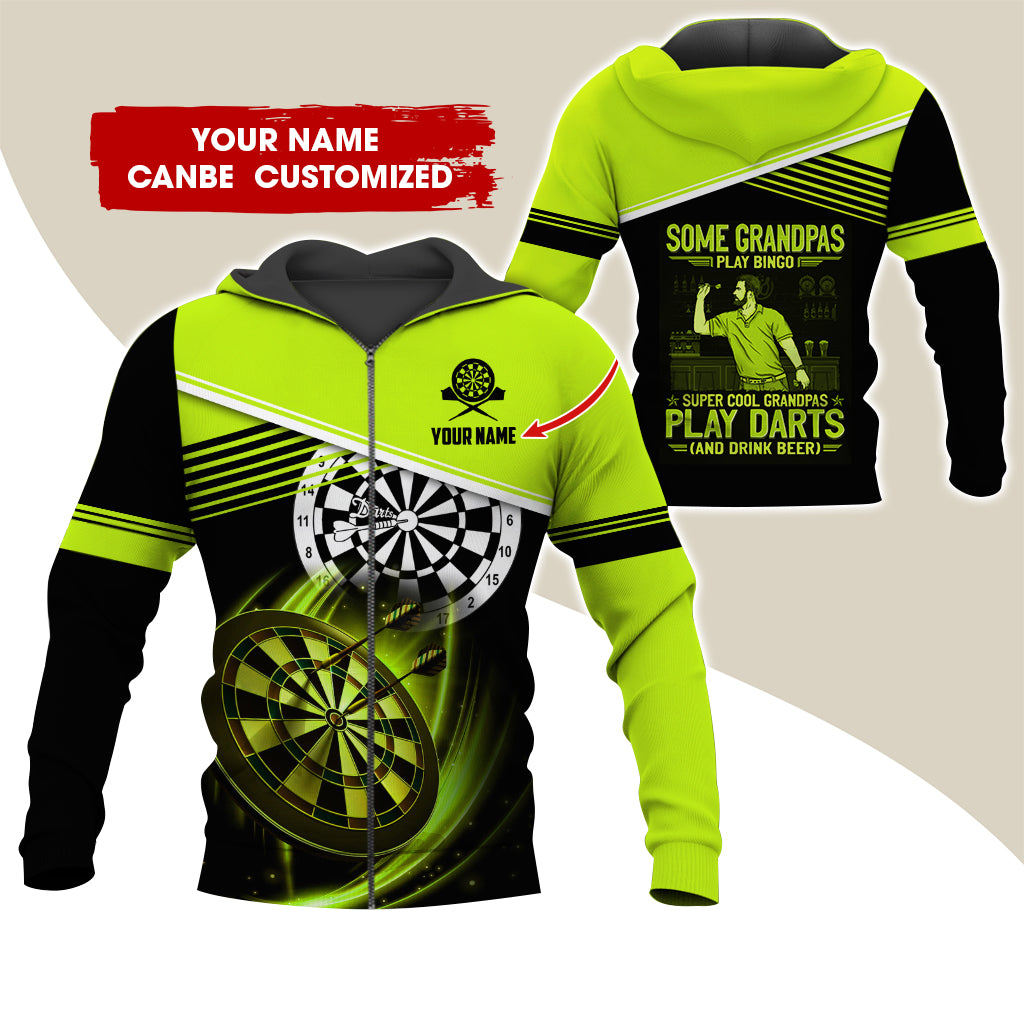 Customized Name Darts Premium Zip Hoodie, Personalized Some Grandpas Play Bingo Darts Zip Hoodie For Men & Women - Gift For Darts Lovers, Darts Players