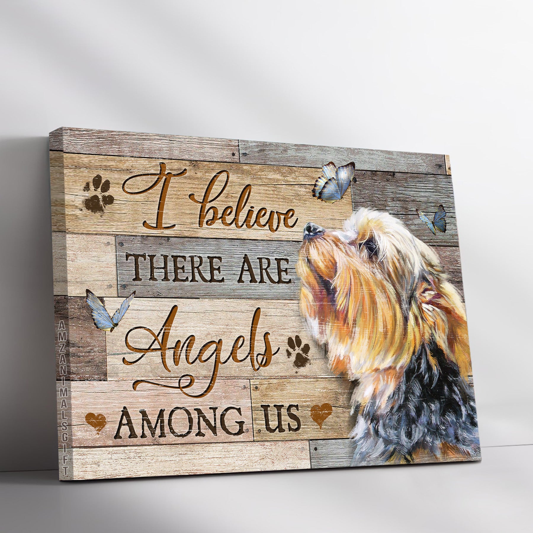 Yorkshire Terrier Landscape Canvas - Memorial Canvas - Adorable Yorkshire Terrier, Lovely butterfly Canvas - I believe there are angels among us Canvas - Gift For Dog Lovers, Friends, Family