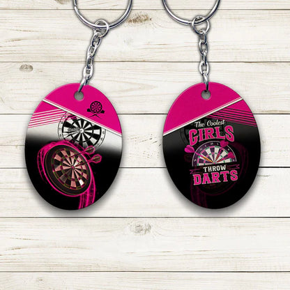 The Coolest Girls Throw Darts Acrylic Keychain For Darts Players - Christmas Gift For Darts Lovers, Darts Team, Family, Friends