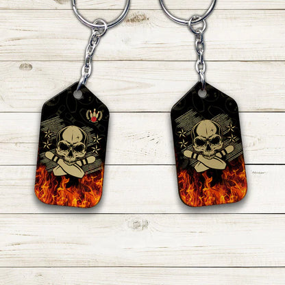 Skull Bowling In Fire Acrylic Keychain For Bowling Players - Christmas Gift For Bowling Lovers, Bowling Team, Family, Friends